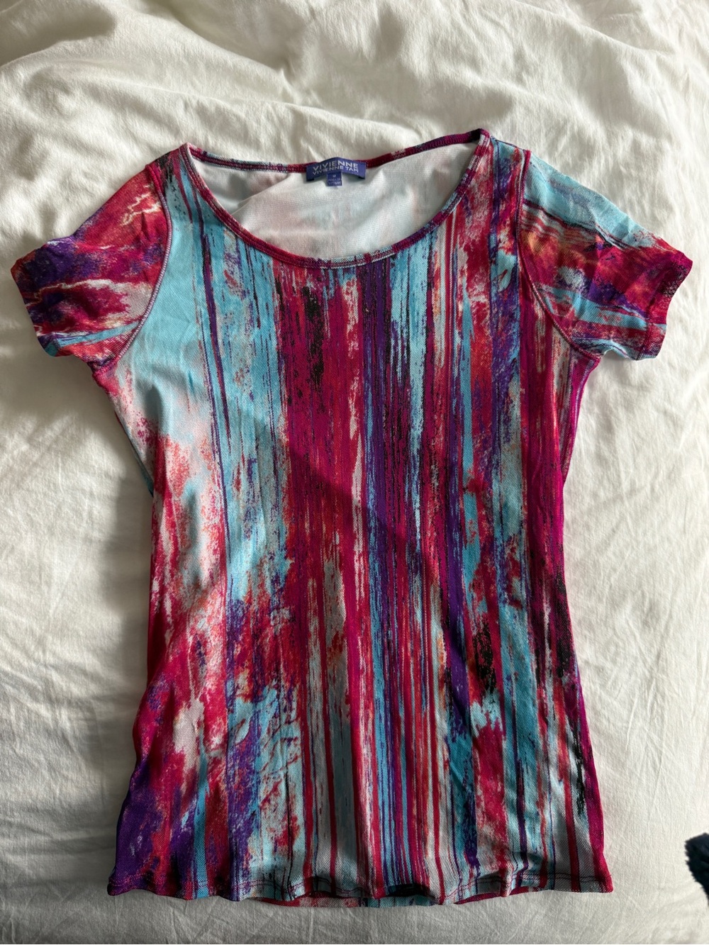 Vivienne Tam Turquoise & Pink Baby Tee